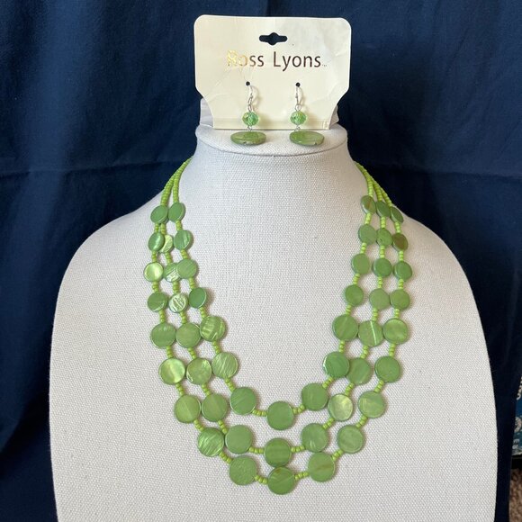 Lime Green Jewelry Set – Multistrand Necklace & Drop Earrings – NEW - Picture 13 of 15